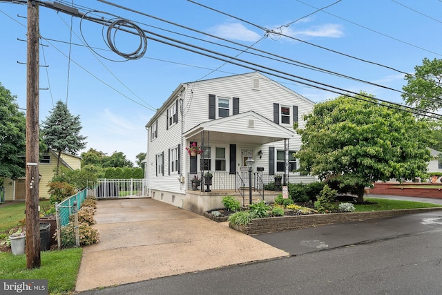 532 Wicker Ave, Bensalem, PA 19020 - view of front of property with covered porch and concrete driveway