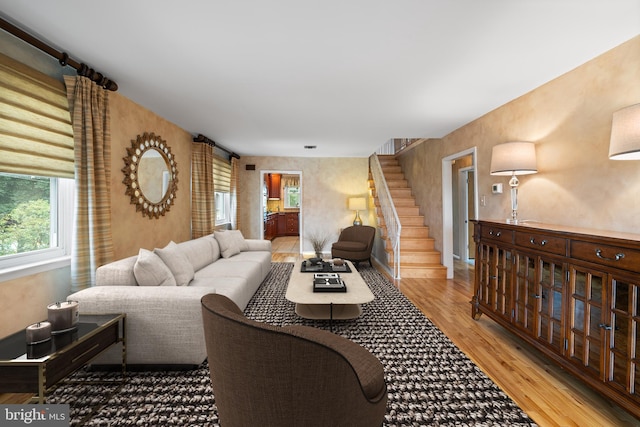 532 Wicker Ave, Bensalem, PA 19020 - living room featuring wood finished floors and stairway