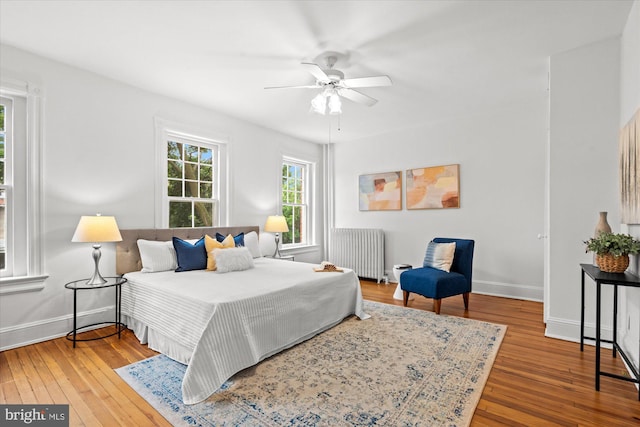 2637 Garfield St NW, Washington, DC 20008 - bedroom featuring radiator, hardwood / wood-style flooring, and ceiling fan