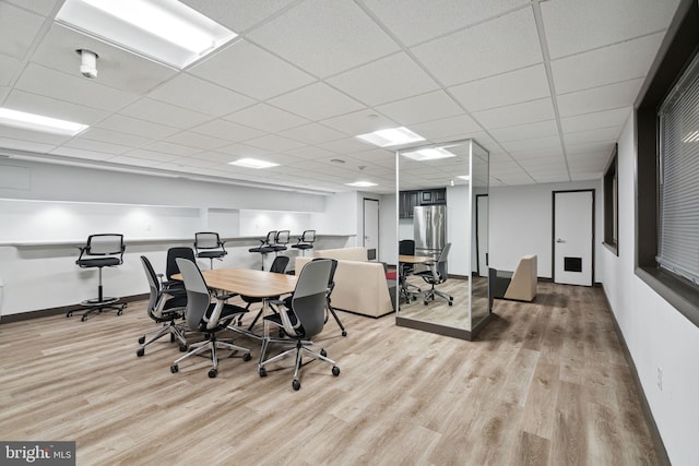 2101 Chestnut St Unit 909, Philadelphia, PA 19103 - office area with light wood finished floors and a paneled ceiling