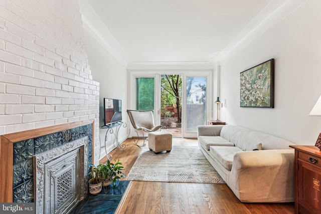423 5th St SE, Washington, DC 20003 - living area featuring wood finished floors and a fireplace
