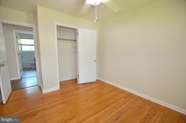 207 Maryland Ave, Newport, DE 19804 - unfurnished bedroom with light wood-style floors, a closet, and ceiling fan