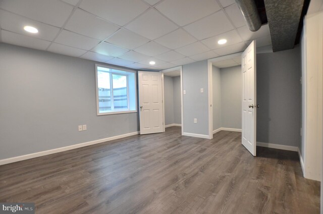 207 Maryland Ave, Newport, DE 19804 - basement with dark wood-type flooring, recessed lighting, and a paneled ceiling