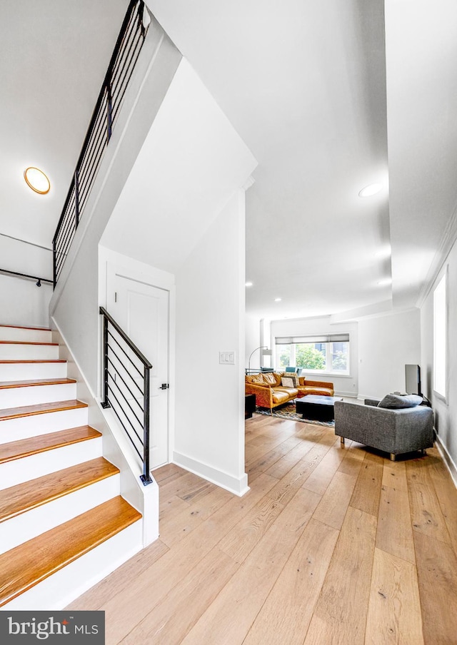 1922 1st St NW Unit B, Washington, DC 20001 - stairs with hardwood / wood-style floors and recessed lighting