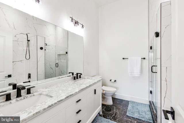 1922 1st St NW Unit B, Washington, DC 20001 - bathroom with marble finish flooring, double vanity, and a marble finish shower