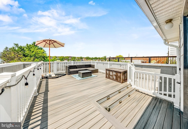 1922 1st St NW Unit B, Washington, DC 20001 - wooden deck with an outdoor fire pit