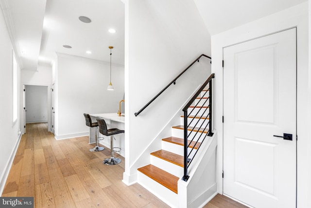 1922 1st St NW Unit B, Washington, DC 20001 - stairway with wood-type flooring and recessed lighting