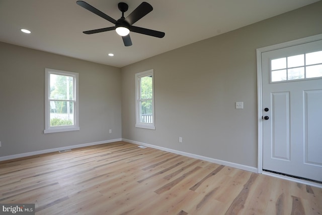 2 Schooner Landing Rd, Millville, NJ 08332 - entrance foyer with light wood-type flooring, a ceiling fan, and recessed lighting