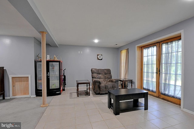 121 Sweetbriar Ln, Winchester, VA 22603 - living area featuring french doors, tile patterned flooring, and recessed lighting