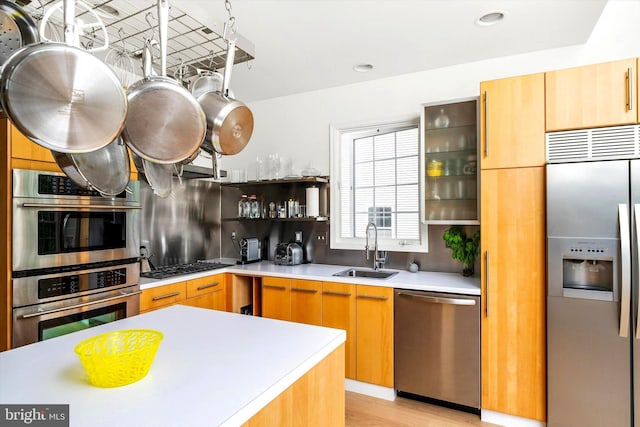 9 Hedgecroft Dr, Pennington, NJ 08534 - kitchen with appliances with stainless steel finishes, light countertops, modern cabinets, open shelves, and recessed lighting