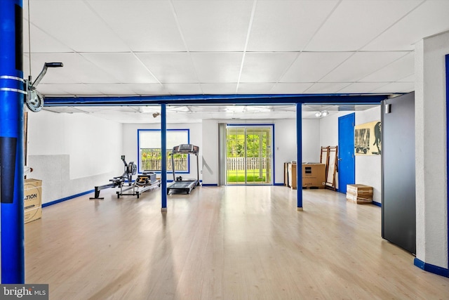 9 Hedgecroft Dr, Pennington, NJ 08534 - exercise area featuring wood finished floors and a paneled ceiling