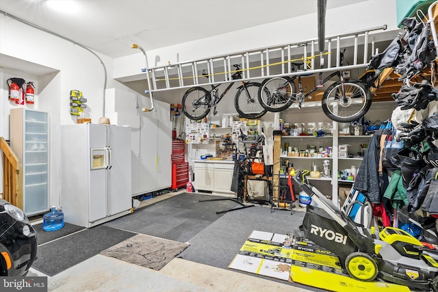 9 Hedgecroft Dr, Pennington, NJ 08534 - garage featuring white refrigerator with ice dispenser