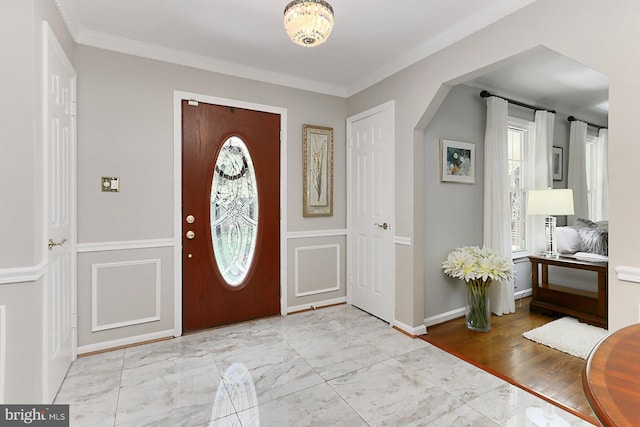 11166 Deuaughn Ct, Fairfax Station, VA 22039 - foyer featuring marble finish floors, healthy amount of natural light, and crown molding