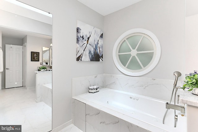 11166 Deuaughn Ct, Fairfax Station, VA 22039 - full bathroom with a bath, marble look tile flooring, and vanity