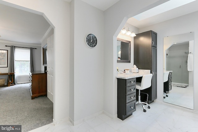 11166 Deuaughn Ct, Fairfax Station, VA 22039 - bathroom featuring marble look tiles and vanity
