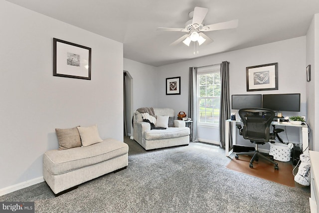 11166 Deuaughn Ct, Fairfax Station, VA 22039 - carpeted home office featuring ceiling fan and baseboards