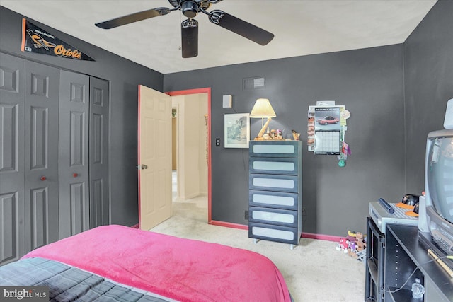22 Piston Ct, Stewartstown, PA 17363 - bedroom featuring carpet, a closet, and ceiling fan