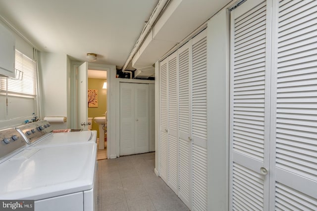 601 King George Rd, Cherry Hill, NJ 08034 - laundry area featuring light flooring and washing machine and dryer