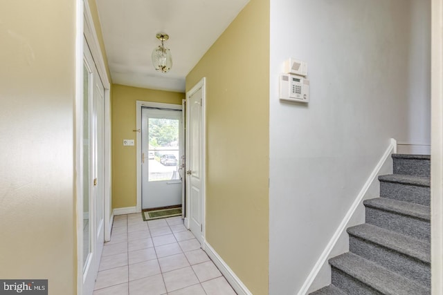 601 King George Rd, Cherry Hill, NJ 08034 - doorway to outside with stairs and light tile patterned flooring