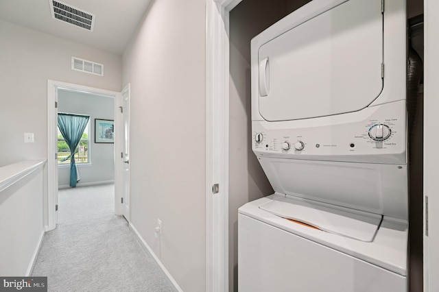 3745 Cedar Mountain Way, Hanover, MD 21076 - washroom featuring estacked washer and dryer and light carpet