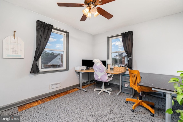 5200 Daybreak Ct, Baltimore, MD 21206 - office space featuring a ceiling fan and baseboards