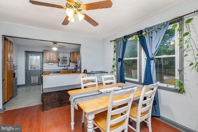 5200 Daybreak Ct, Baltimore, MD 21206 - dining area with ceiling fan and wood finished floors