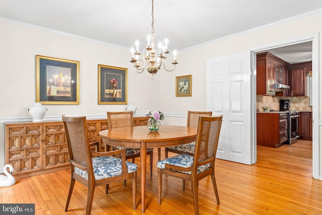 544 N Wayne Ave, Wayne, PA 19087 - dining room featuring light wood finished floors, crown molding, and a chandelier