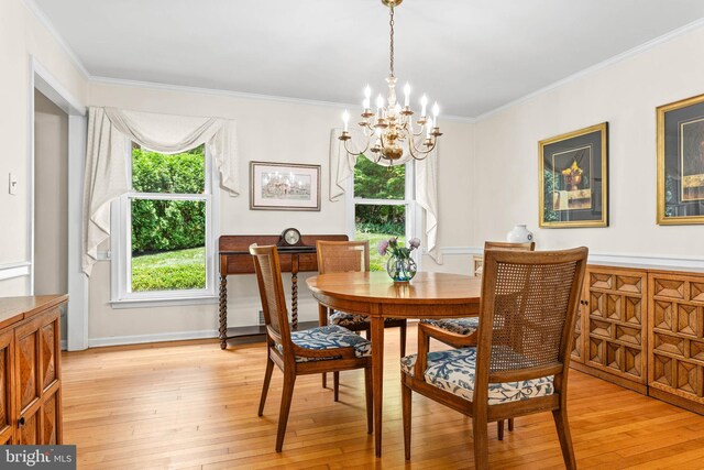 544 N Wayne Ave, Wayne, PA 19087 - dining space featuring a chandelier, light wood-type flooring, and ornamental molding