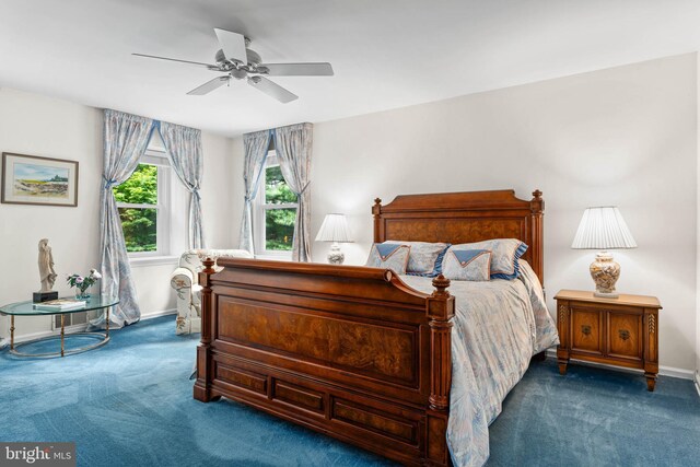 544 N Wayne Ave, Wayne, PA 19087 - carpeted bedroom featuring baseboards and ceiling fan