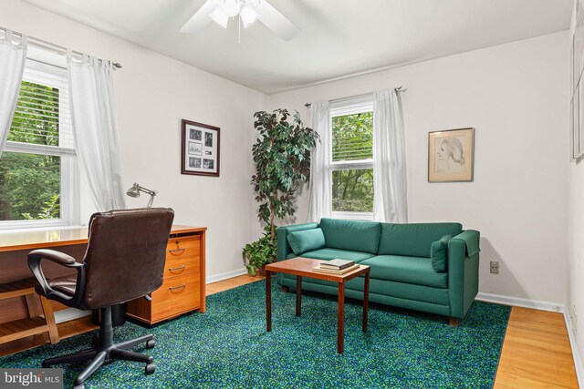 544 N Wayne Ave, Wayne, PA 19087 - office area with ceiling fan and wood finished floors