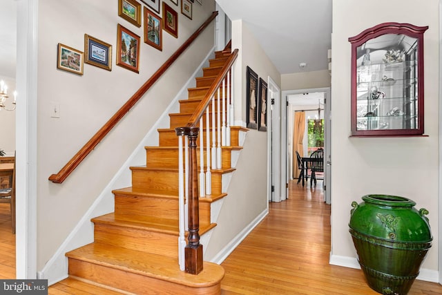 544 N Wayne Ave, Wayne, PA 19087 - staircase with wood-type flooring and baseboards