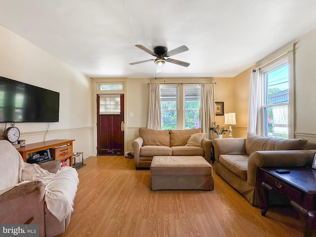 268 N Main St, Red Lion, PA 17356 - living area featuring light wood-style floors and ceiling fan