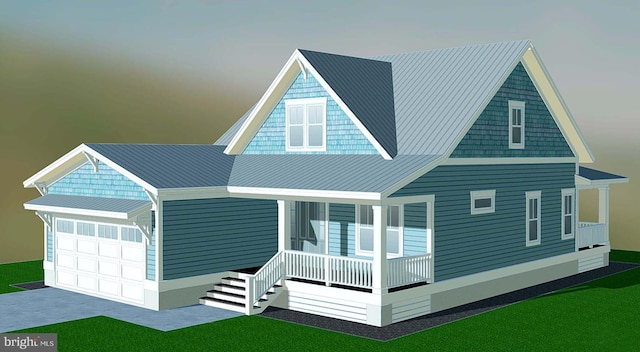LOT25A1 Bayberry Ln, Chincoteague Island, VA 23336 - view of front of property with a porch, a metal roof, and a standing seam roof