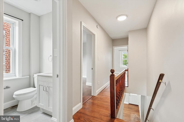 252 N 3rd St, North Wales, PA 19454 - hall featuring an upstairs landing and light wood-style flooring