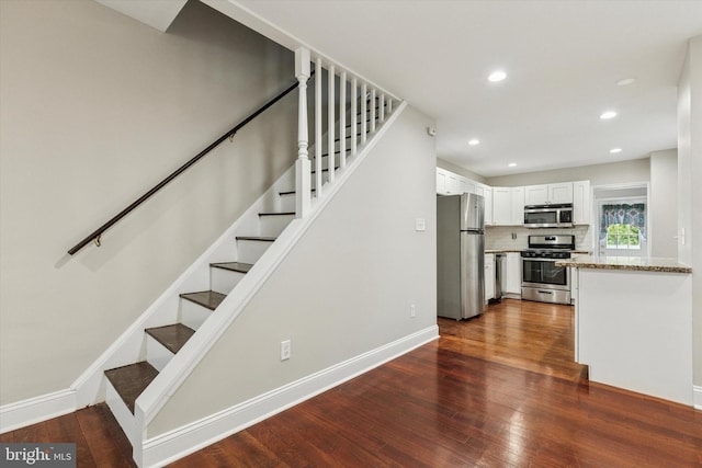 252 N 3rd St, North Wales, PA 19454 - stairs featuring hardwood / wood-style floors and recessed lighting