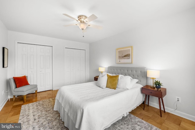 3515 Washington Blvd Unit 316, Arlington, VA 22201 - bedroom featuring multiple closets and a ceiling fan