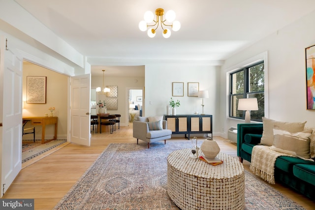 3100 Connecticut Ave NW Unit 434, Washington, DC 20008 - living area featuring a chandelier and light wood-style flooring