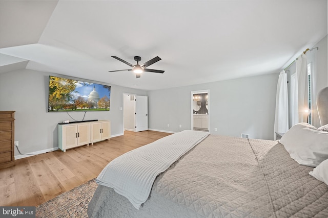 14731 Conway Dr, Manassas, VA 20112 - bedroom featuring light wood-style floors, ceiling fan, and connected bathroom