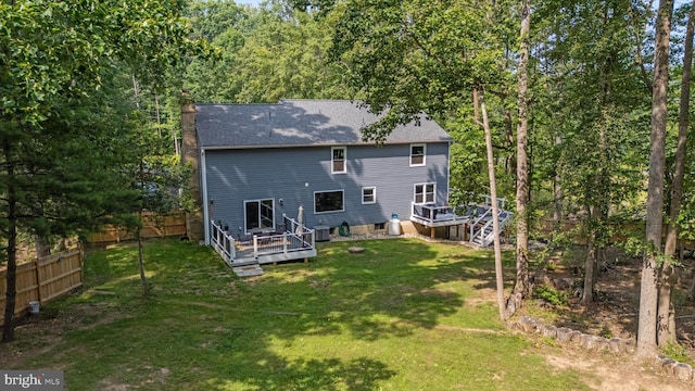 14731 Conway Dr, Manassas, VA 20112 - rear view of property with a deck, a chimney, stairs, and roof with shingles