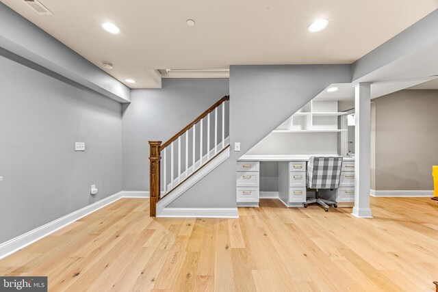 806 Dunfer Hill Rd, Severna Park, MD 21146 - staircase with wood finished floors and recessed lighting
