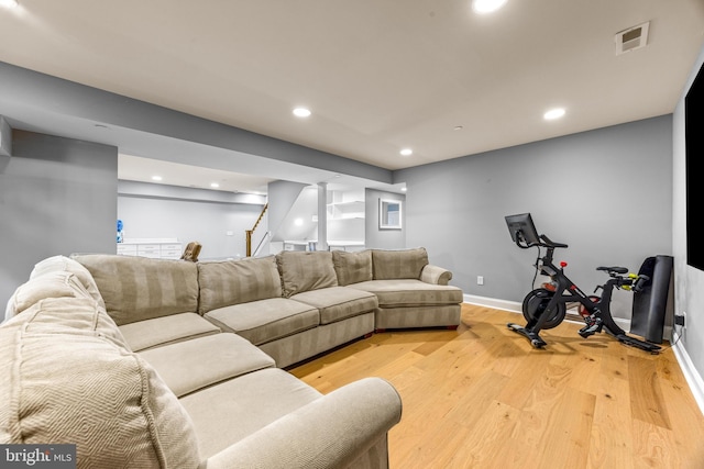 806 Dunfer Hill Rd, Severna Park, MD 21146 - living area featuring light wood-style floors, recessed lighting, and stairs
