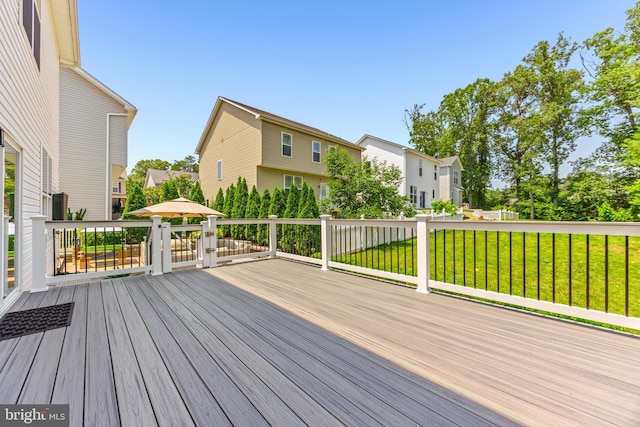 806 Dunfer Hill Rd, Severna Park, MD 21146 - wooden terrace featuring a yard and a residential view