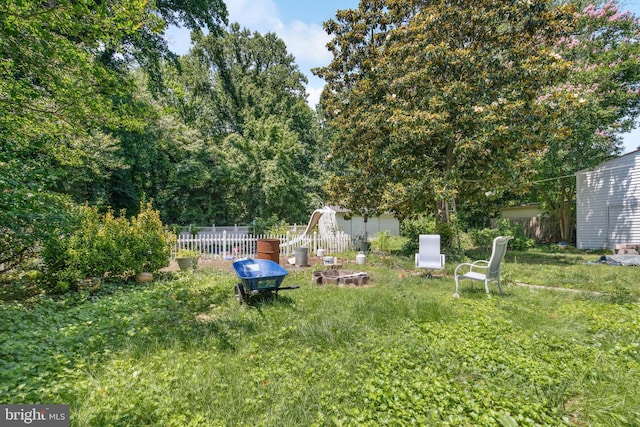 7022 High Bridge Rd, Bowie, MD 20720 - view of yard featuring an outdoor fire pit