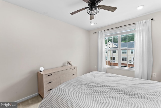 23230 Milltown Knoll Sq Unit 106, Ashburn, VA 20148 - bedroom with light carpet, recessed lighting, and ceiling fan