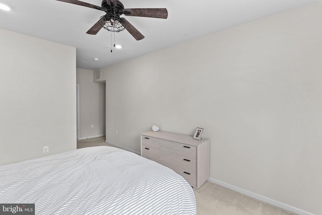23230 Milltown Knoll Sq Unit 106, Ashburn, VA 20148 - bedroom featuring light carpet, recessed lighting, and ceiling fan