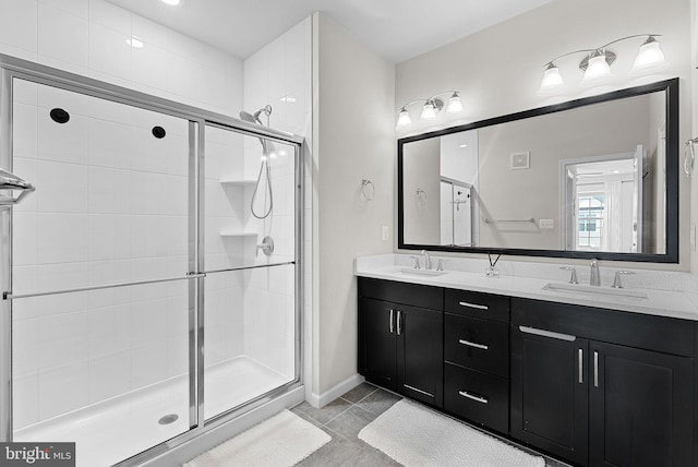 23230 Milltown Knoll Sq Unit 106, Ashburn, VA 20148 - bathroom with a stall shower and double vanity