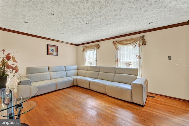 2700 Moores Valley Dr, Baltimore, MD 21209 - living room featuring wood finished floors, crown molding, and a textured ceiling