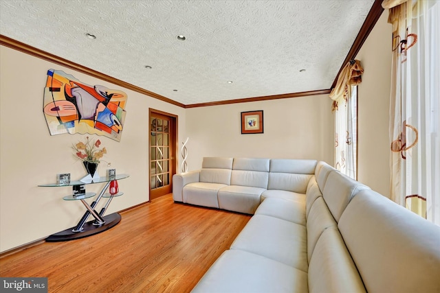 2700 Moores Valley Dr, Baltimore, MD 21209 - living room with wood finished floors, a textured ceiling, and ornamental molding
