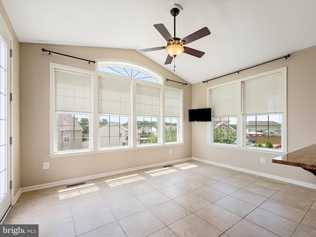 114 Renee Ln, Winchester, VA 22602 - unfurnished room with lofted ceiling, light tile patterned flooring, and a ceiling fan