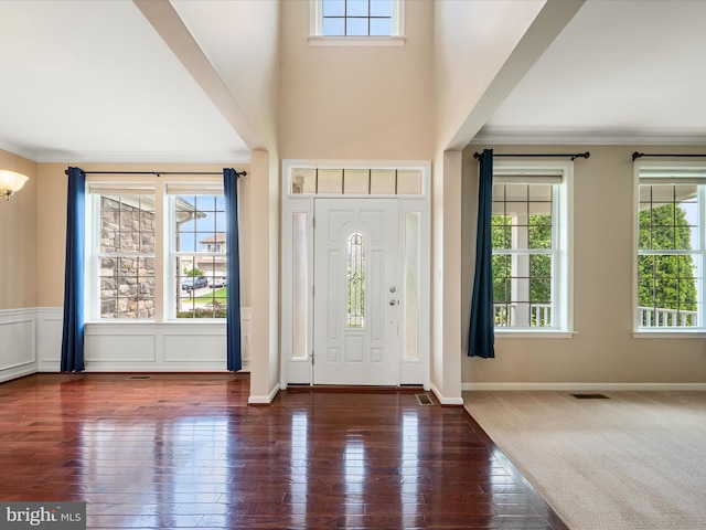 114 Renee Ln, Winchester, VA 22602 - foyer entrance with crown molding, hardwood / wood-style flooring, and a chandelier